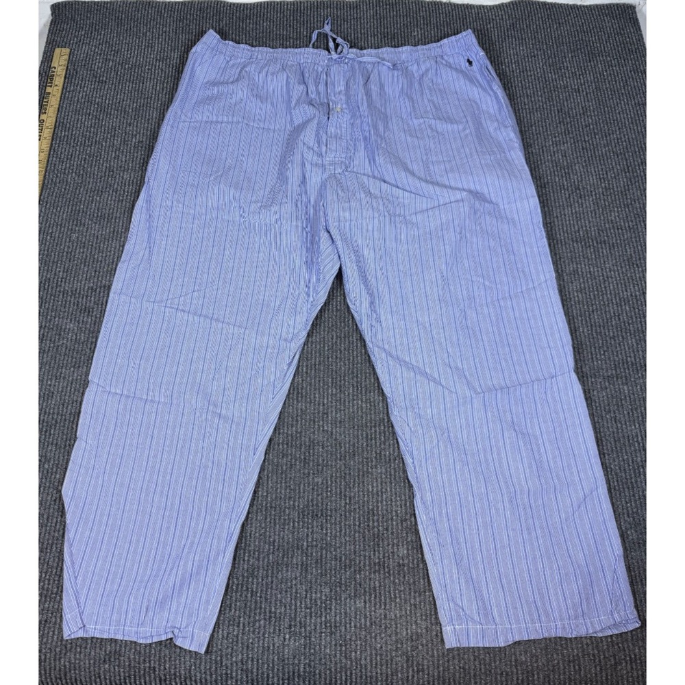 Polo Ralph Lauren Pajama Pants Baggy 3XL Blue Straight Leg Striped Drawstring